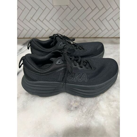 Hoka One One Bondi 8 Men’s Size 8 4E Extra Wide Black Running Shoes - Picture 1 of 15